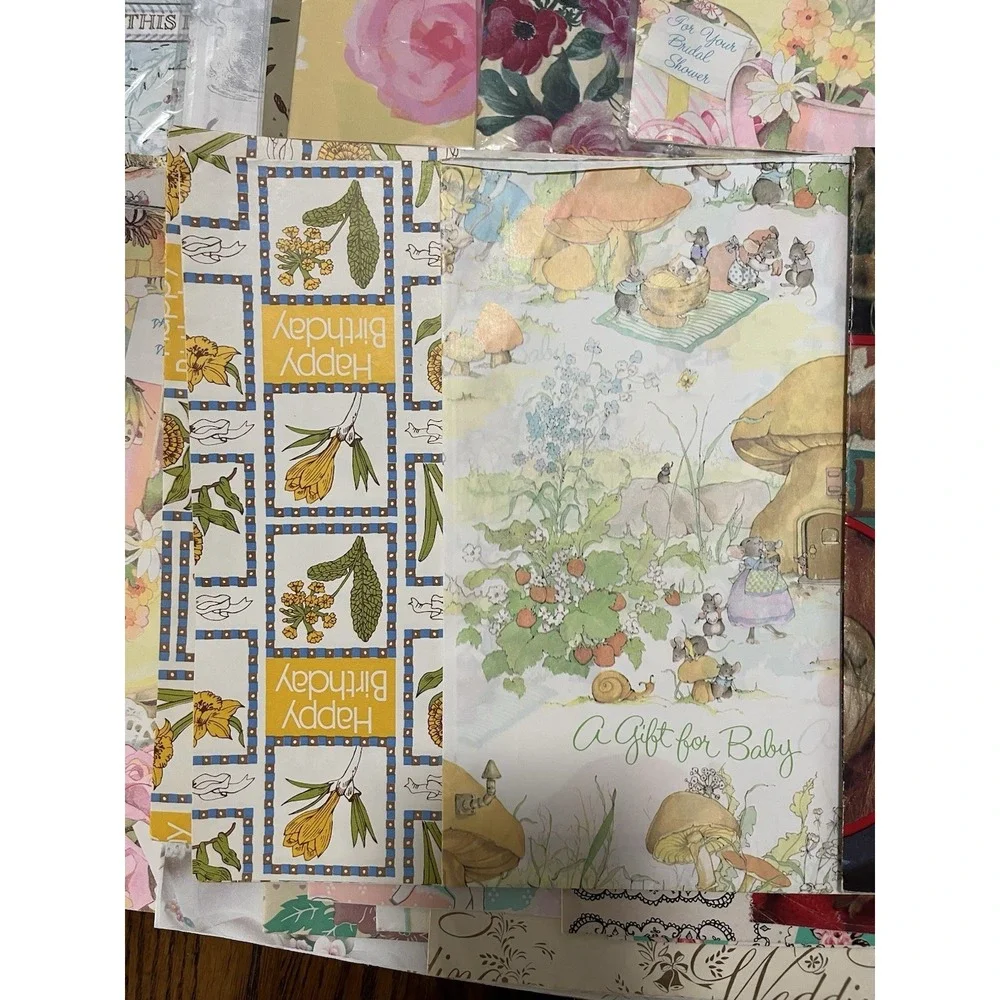 Vintage Gift Wrapping Paper Flat Wrap Sheet Packages Mixed Lot Occasions